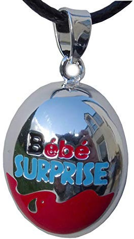 Pendentif Bijou de Grossesse Bola Bébé Surprise Plaqué Argent et Cordon.