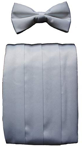 Clermont Direct Kummerbund & Bow Tie Fliege Schleife-White Weiß