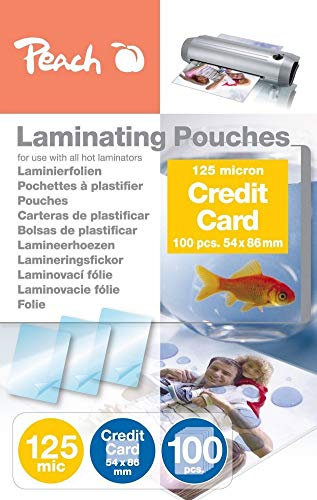 Peach Laminierfolien 54x86mm Kreditkarte - 125 mic - 100 pouches - glänzend - kompatibel mit Laminiergeräten aller Markenhersteller - PP525-07