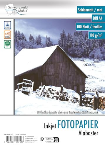 Schwarzwald Mühle Druckerpapier: 100 Bl. Fotopapier Alabaster matt 110g/m² A4 (Papier A4, Druckerpapier Fotopapier, beidseitig bedruckbar)