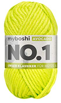 myboshi No.1 Wolle zum Häkeln und Stricken, Schnellstrickgarn, langlebige Mützenwolle, Strickwolle, Häkelwolle, mulesing-frei, 50g, Ll 55m Grün (Avocado) 1 Knäuel