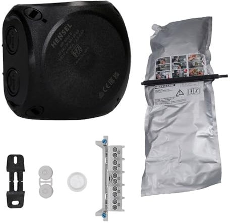 Hensel WP0404B Kabelabzweigkästen zum Vergießen IP68 1,5-4 qmm, 3phasig, 6 qmm 1phasig, 5polig, schwarz mit Klemme