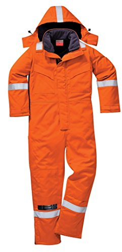 Portwest FR53 Bizflame Work FR Insulated Coverall Long Sleeve Rule Pocket | Orange, 3X Large, EN 61482-1-2 Class 2, EN ISO 11612, EN 1149-5, Secure Fit, Action Back, Radio Loops, Two Back Patch Pockets