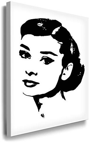 Julia-Art - Bilder Audrey Hepburn Leinwandbild Porträt Schwarz-Weiß Kunstdruck 41 x 31 cm Wandbild XXL Kailrahmenbild Fertigbild SW03-7