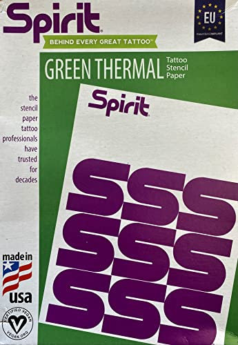 SPIRIT A4 Green Matrizenpapier für Thermokopierer, 100 Blatt, für Tattoo Vorlage, Green Thermal