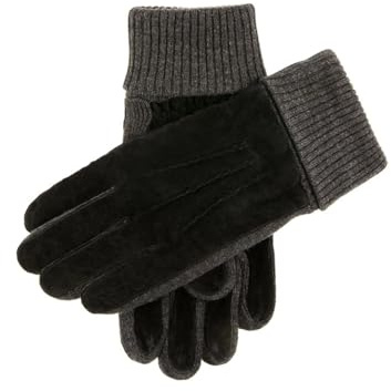 Dents Kendal Men's Fleece Lined Suede Gloves with Knitted Cuffs
