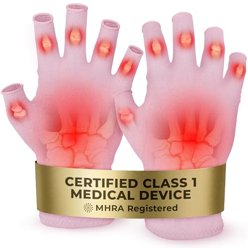 iMedic Arthritis Gloves for Carpal Tunnel & Hand Pain Relief - Class 1 Medical Device, MHRA Registered - Small Fingerless Compression Gloves for Men & Women, Everyday Support & Mobility - Pink