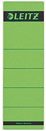 Leitz Rückenschild selbstklebend für Standard- und Hartpappe-Ordner, 10 Stück, 80 mm Rückenbreite, Kurzes und breites Format, 62 x 192 mm, Papier, grün, 16420055 geändert werden