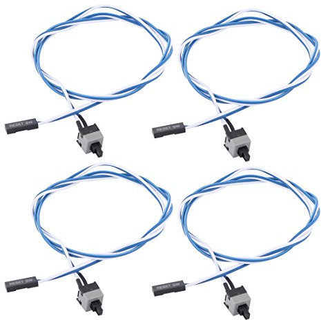sourcing map 4 Pack 50cm 2 Pin PC Power Switch Cable Momentary On/Off Push Button Switch Connector Cable Computer Power Reset Cable