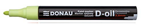 DONAU 7369001PL-11 Oil Marker D-Oil Bullet Tip 2.8mm Oil Based Permanent Marker Colour: Yellow/Waterproof Ink Paper/Felt Pen for Plastic Metal Wood Glass/Writes on Almost Any Surface