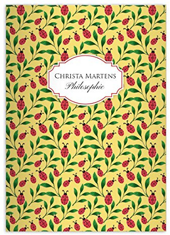 2 personalisierte, Glücks bringende Retro DIN A4 Schulhefte, Rechenhefte mit Marienkäfern auf gelb Lineatur 7 (Kariertes Heft)