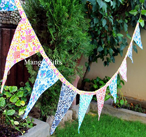 Schöner großer indischen wendbar Baumwolle Stoff Wimpelkette mit 12 Flaggen Tee Pary Banner.