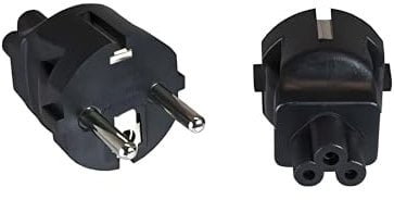 DINIC Stromadapter, Netzadapter Schutzkontaktstecker CEE 7/7 auf C5 Stecker, Adapter (1 Stück, schwarz)