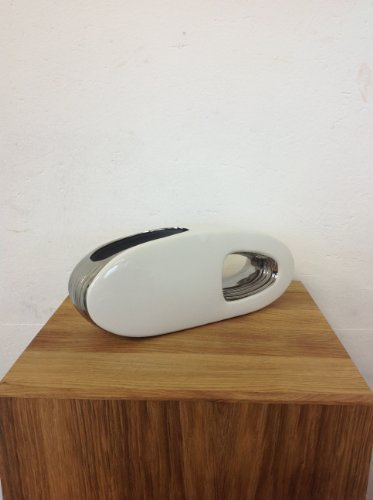 Gilde Deko Vase  Ellise  Porzellan, Platin / Weiß,25 cm lang