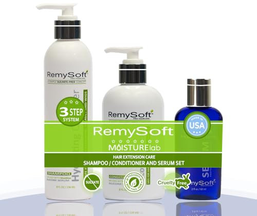 Remysoft Moisturelab System – Sicher für Haarverlängerungen, Weben und Wigs, Salon-Formel-Shampoo, Conditioner & Serum, milfate-Free Lather By Remysoft