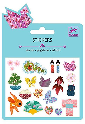 DJECO DJ09760 Luftballons Lovely Paper Mini-Aufkleber japanische Motive, bunt