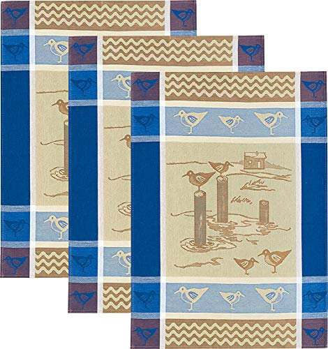 Kracht Geschirrtuch 3er-Pack Halbleinen Möven Größe 50x70 cm