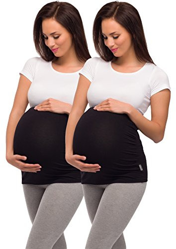 Be Mammy Femme Ceinture de grossesse 04 2 Pack (2 x Noir, M)