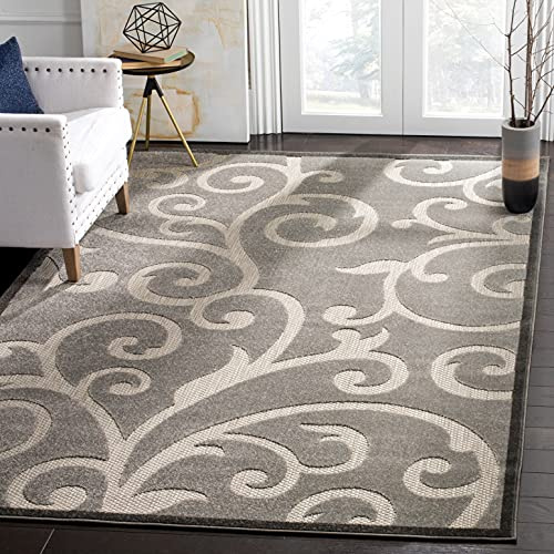 SAFAVIEH Traditionell Teppich für Wohnzimmer, Esszimmer, Schlafzimmer - Cottage Collection, Kurzer Flor, Grau, 122 X 183 cm