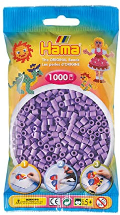 Hama Perlen 207-45 Bügelperlen Beutel mit ca. 1.000 Midi Bastelperlen mit Durchmesser 5 mm in Pastell Rosa, kreativer Bastelspaß für Groß und Klein