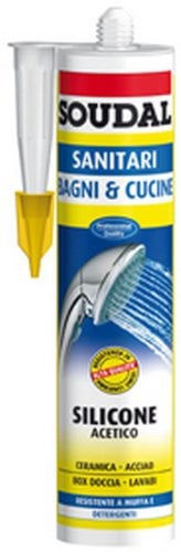 Soudal, Silicone Sanitari, Resistente alla Muffa, 300ml, Trasparente, Sigillante per Giunti in Ambienti Umidi e Sanitari, Ideale per Servizi Igienici e Docce
