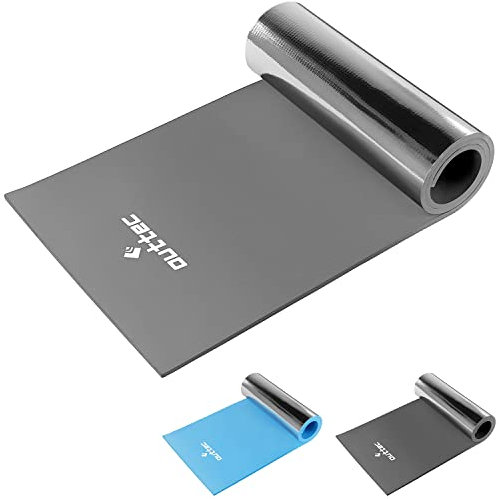 Outtec Camping Isomatte Ultraleicht mit Isolierender Aluminiumschicht, Isomatte Outdoor, Thermomatte, Schlafmatte, Alu Isomatte, Schaumstoff-Schlafmatten für Camping Unterlage, Hellgrau