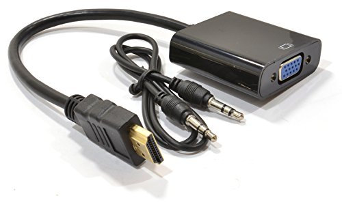 kenable HDMI Digital 1080p to Analogue SVGA 15 Pin Converter Cable with Audio in Black