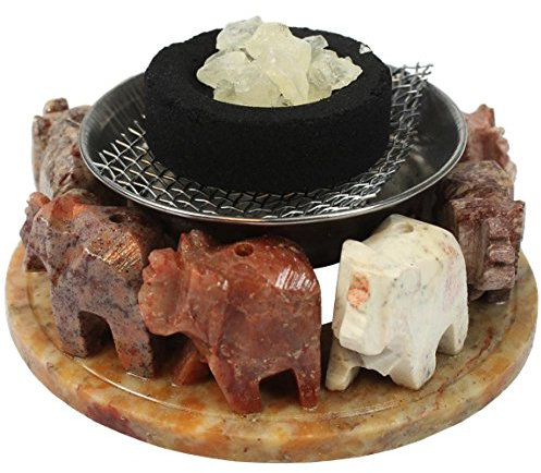 Brûle-encens pierre 8 éléphants