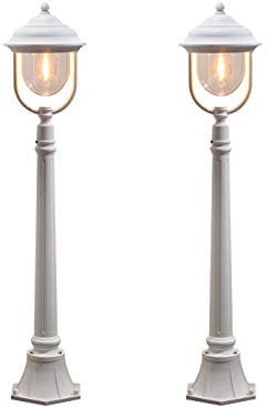 KONSTSMIDE 2er-Set weisse Wegeleuchten PARMA aus Aluminium, E27, IP43, H.: 118 cm; 7225-250