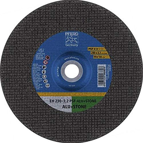 PFERD 163627 Trennscheiben, Universal Linie, PSF Aluminium/Stone, Gekröpfte Ausführung EH, 22.23mm Bohrungs Ø, 3.2mm x 230mm, 25 Stück