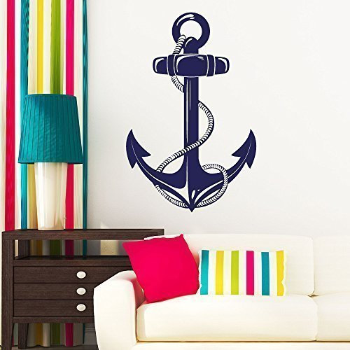 Wandtattoo-Loft Wandaufkleber Anker mit Seil Maritim Wandtattoo / 30 Farben / 4 Größen