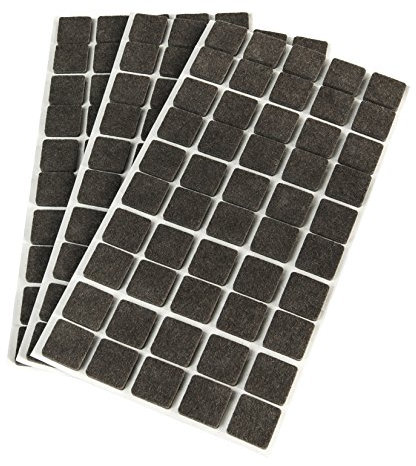 Emuca - Quadratische Selbstklebende flizgleiter für möbel, braun Farbe, 20x20 mm, Set aus 150 flizgleiter