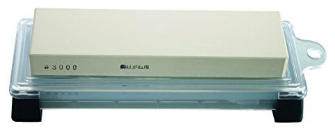 Pierre à Eau Japonaise Affûtage Couteaux Suehiro W42 Double Face Grains #1000 (Bleu) / #3000 (Jaune) Pierre à Aiguiser avec Support Etui Compartiment à Eau