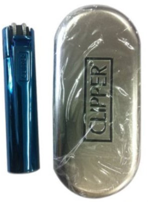 Clipper Metall Flint Feuerzeug in ICY blau Farbe von Trendz