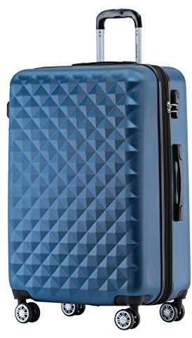 BEIBYE Zwillingsrollen 2066 Hartschale Trolley Koffer Reisekoffer Gepäck M-L-XL-Set (Blau, L)
