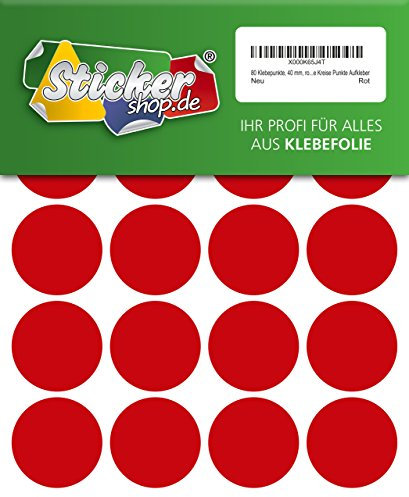 80 Klebepunkte, 40 mm, rot, aus PVC Folie, wetterfest, Markierungspunkte Kreise Punkte Aufkleber