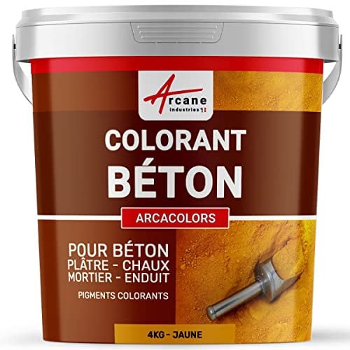 Pigments, colorants, pour béton, ciment, enduit, mortier, dalle, chaux, plâtre, oxydede fer, chrome, titane : Arcacolors - 4 kg Jaune - ARCANE INDUSTRIES