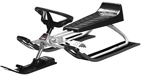 Stiga Sports Unisex Jugend Snow Racer Power White Schlitten mit Lenkrad und Bremse, WEIß