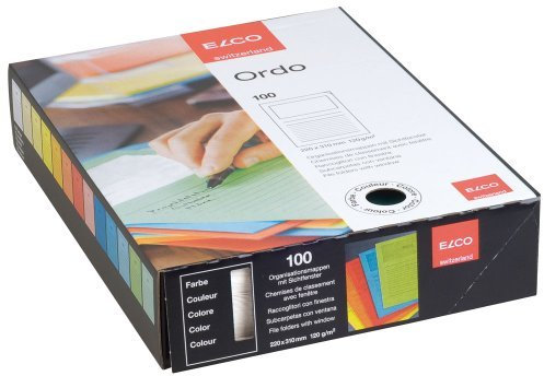 Elco Sichtmappen Ordo classico - mit Sichtfenster und Linien, weiß, 100 Stück; Packungsinhalt: 100 Stück