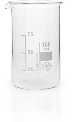 3 x 100ml Becherglas aus hitzefestem Borosilikatglas, graduiert, mit Ausguss, hohe Form * Messbecher, Bechergläser, Laborglas, Laborbecher *