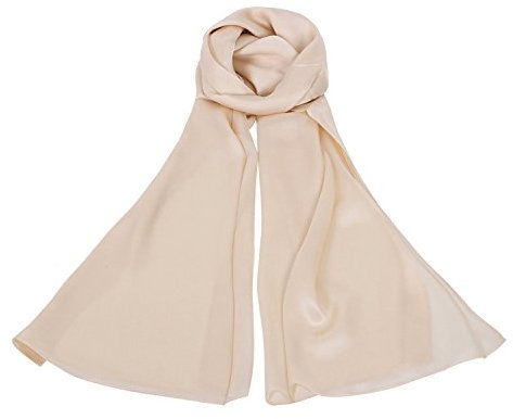 PB-SOAR 100% Seide Seidenschal Schal Halstuch Stola, einfarbiger Schal aus reiner Seide, schlicht und leicht, 8 Farben auswählbar (Beige)