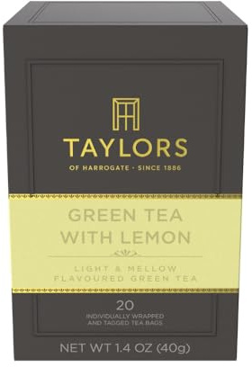 Taylors of Harrogate Green Tea with Lemon, 20 Tea Bags (Pack of 6, Total 120 Bags)