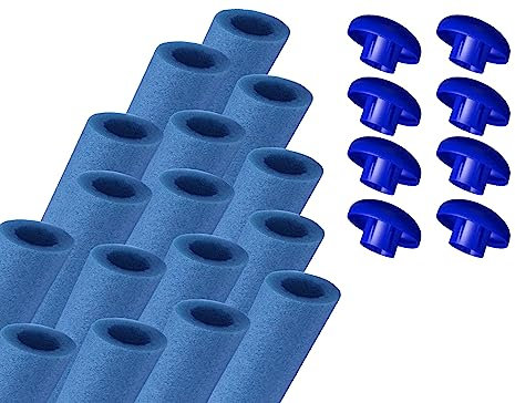 walexo 16 x Trampolin Schaumstoff Schaumstoffabdeckung für 8 Stangensysteme (82 cm, Blau)
