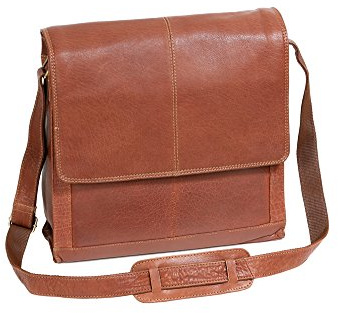 LEAS Messenger/Aktentasche/Lehrertasche aus Büffelleder für große Ordner/Notebooks Buffalo, dark cognac