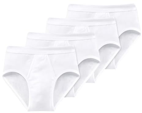 Schiesser Herren Slips mit Eingriff, Feinripp, Weiß, 4er Pack