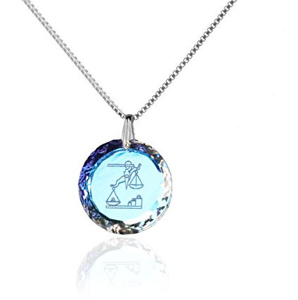 Silberkette Halskette 925 Silber Sternzeichen Tierkreiszeichen Waage hergestellt mit Swarovski®Kristall