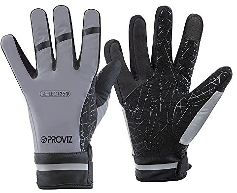 Proviz Reflect363 reflektierende, wasserdichte Handschuhe, Unisex Laufen, Radfahren, Walking, Wandern, grau, XL