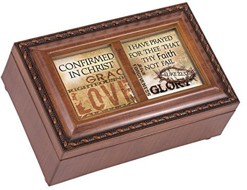 Spieluhr mit Holz-Finish und Aufschrift Christi Grace