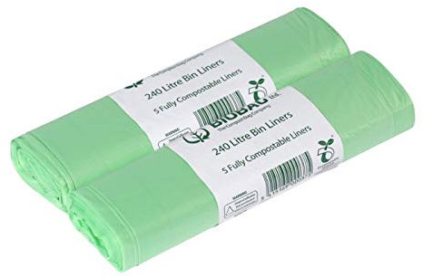 240 Litre Cornstarch Wheelie Bin Liner 10 Pack(2 rolls) - 100% Biodegradable & Compostable