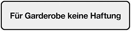 Metafranc Klebeschild Für Garderobe keine Haftung - 200 x 48 mm / Beschilderung / Infoschild / Türschild / Gewerbekennzeichnung / Garderobeninfo / Haftungsausschluss / 504060